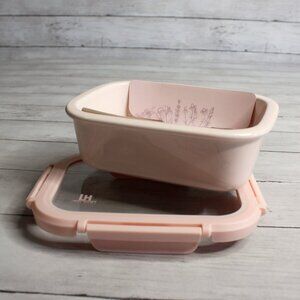 Ceramique Porcelain Glass Storage Container with Lid Pink 23 oz